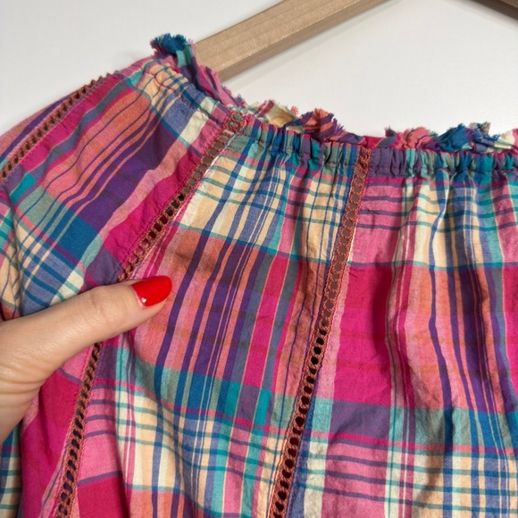 SUNDANCE Plaid Peasant Top - Picture 8 of 9